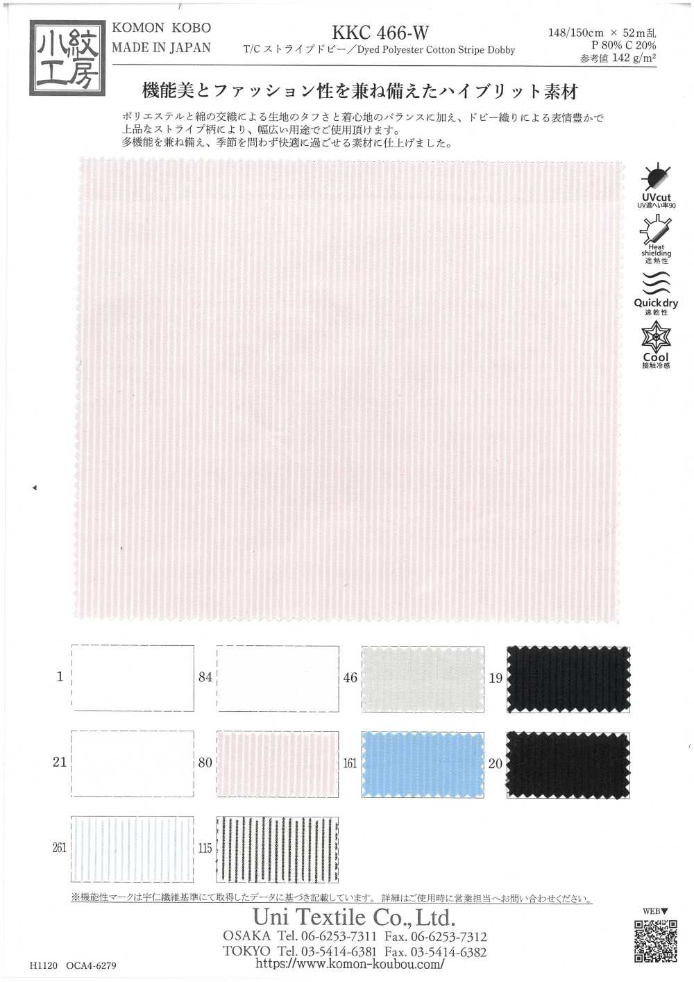 KKC466-W T/C Stripe Dobby[Textilgewebe] Uni Textile(Komon Studio)