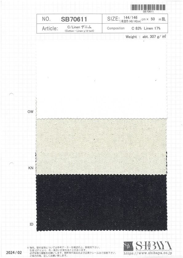 SB70611 C/Leinen-Denim[Textilgewebe] SHIBAYA