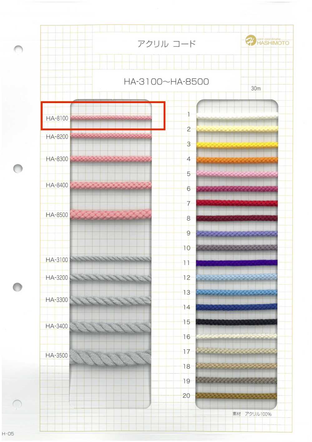 HA-8100 Acrylschnur[Bandbandschnur] Kein Name