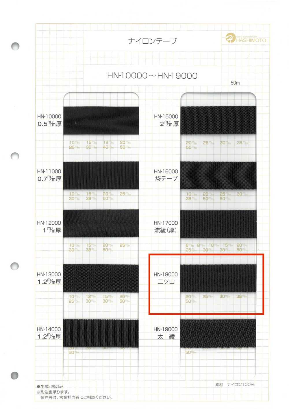 HN-18000 Zweikantiges Nylonband[Bandbandschnur] Kein Name