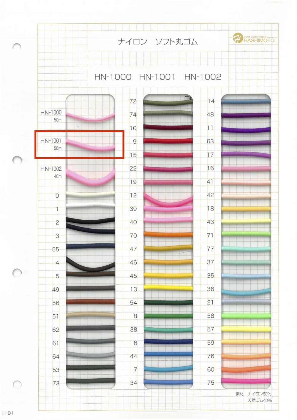 HN-1001 Weiches, Rundes, Elastisches Nylonband[Gummiband] Kein Name