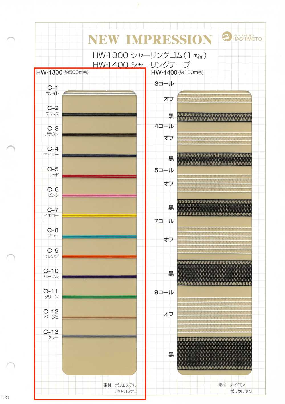 HW-1300 Raffgummiband 1mm[Gummiband] Kein Name