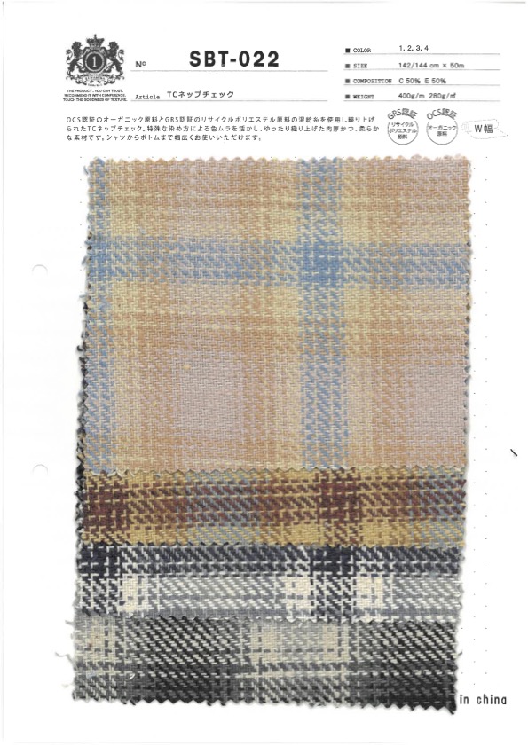 SBT-022 TC Nep Check[Textilgewebe] Kuwamura Textil