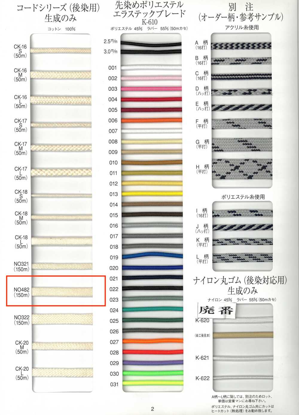 NO482 Baumwollkordel Zum Stückfärben[Bandbandschnur] RIVER