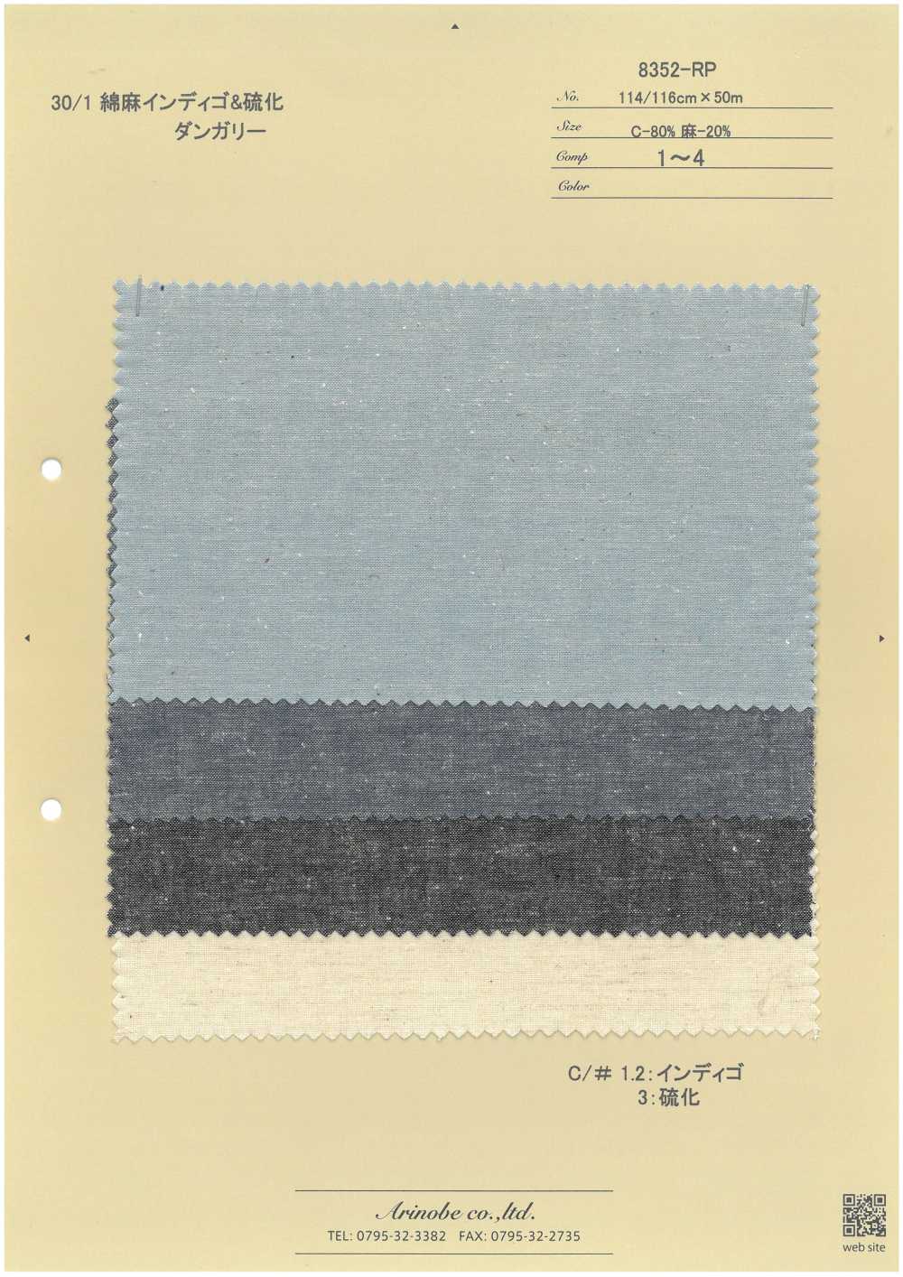 8352-RP 30/1 Leinen Indigo & Sulfurized Dungaree[Textilgewebe] ARINOBE