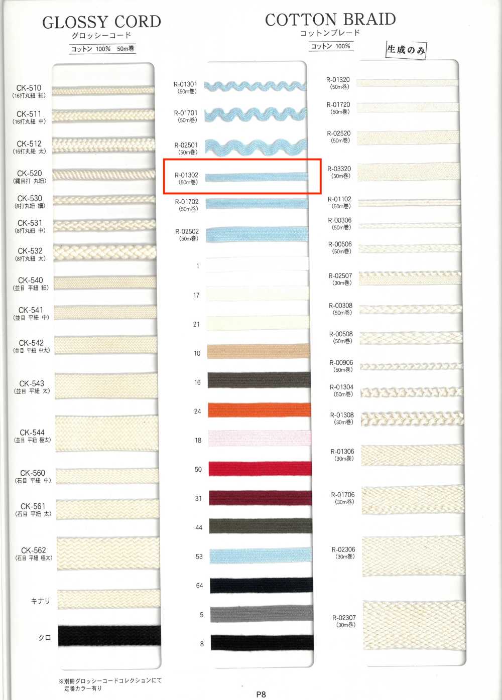 R-01302 Baumwollgeflecht[Bandbandschnur] RIVER