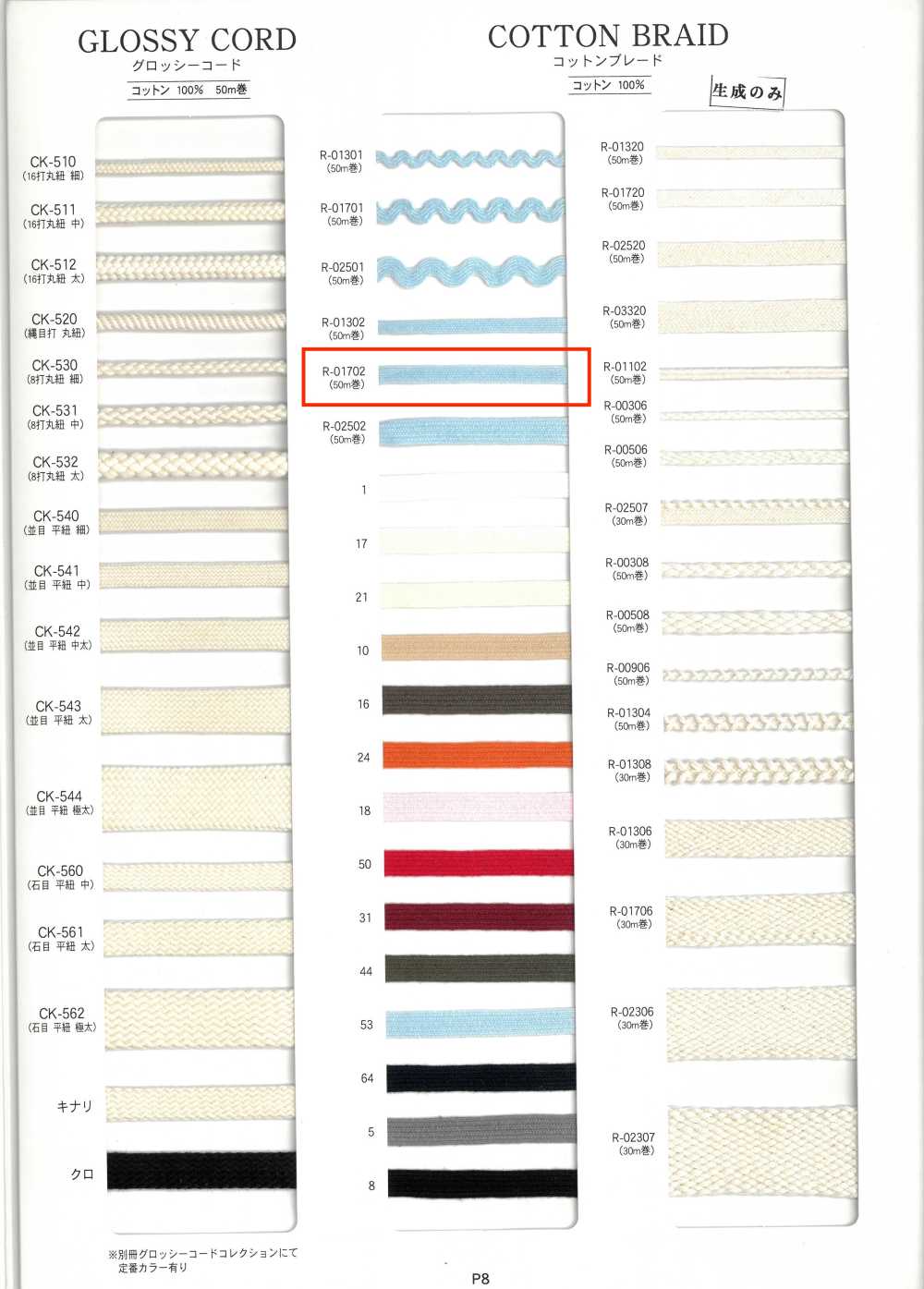 R-01702 Baumwollgeflecht[Bandbandschnur] RIVER