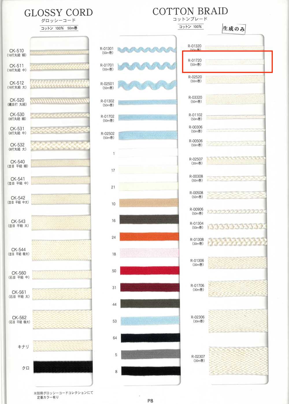 R-01720 Baumwollgeflecht[Bandbandschnur] RIVER