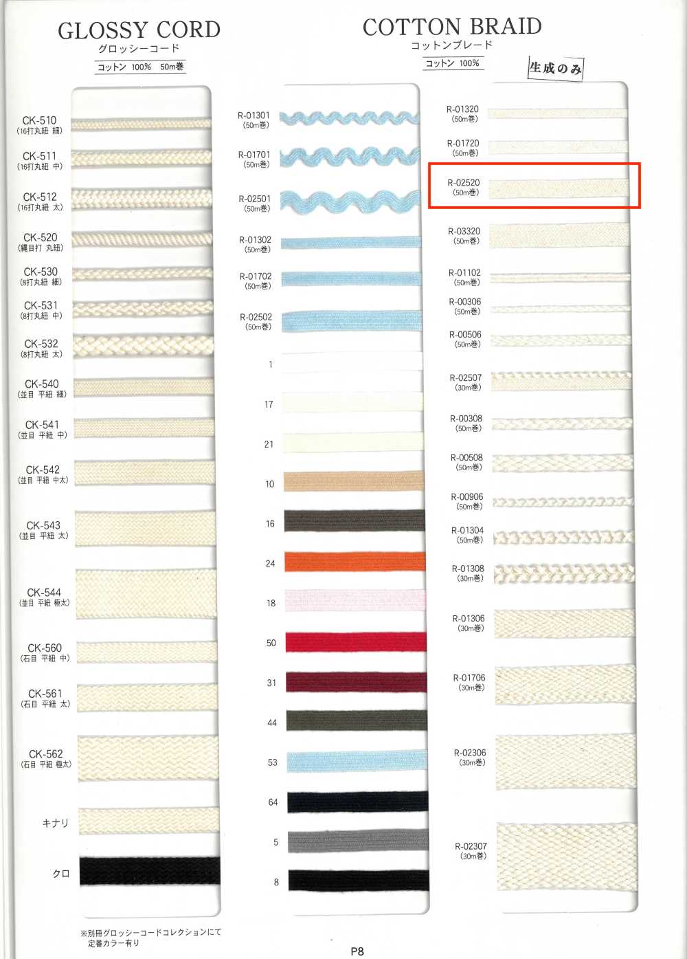 R-02520 Baumwollgeflecht[Bandbandschnur] RIVER