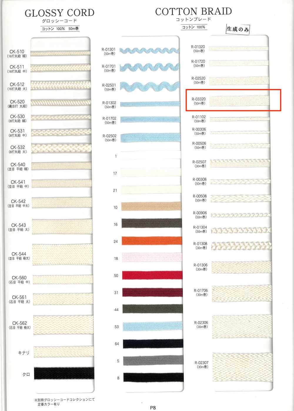 R-03320 Baumwollgeflecht[Bandbandschnur] RIVER