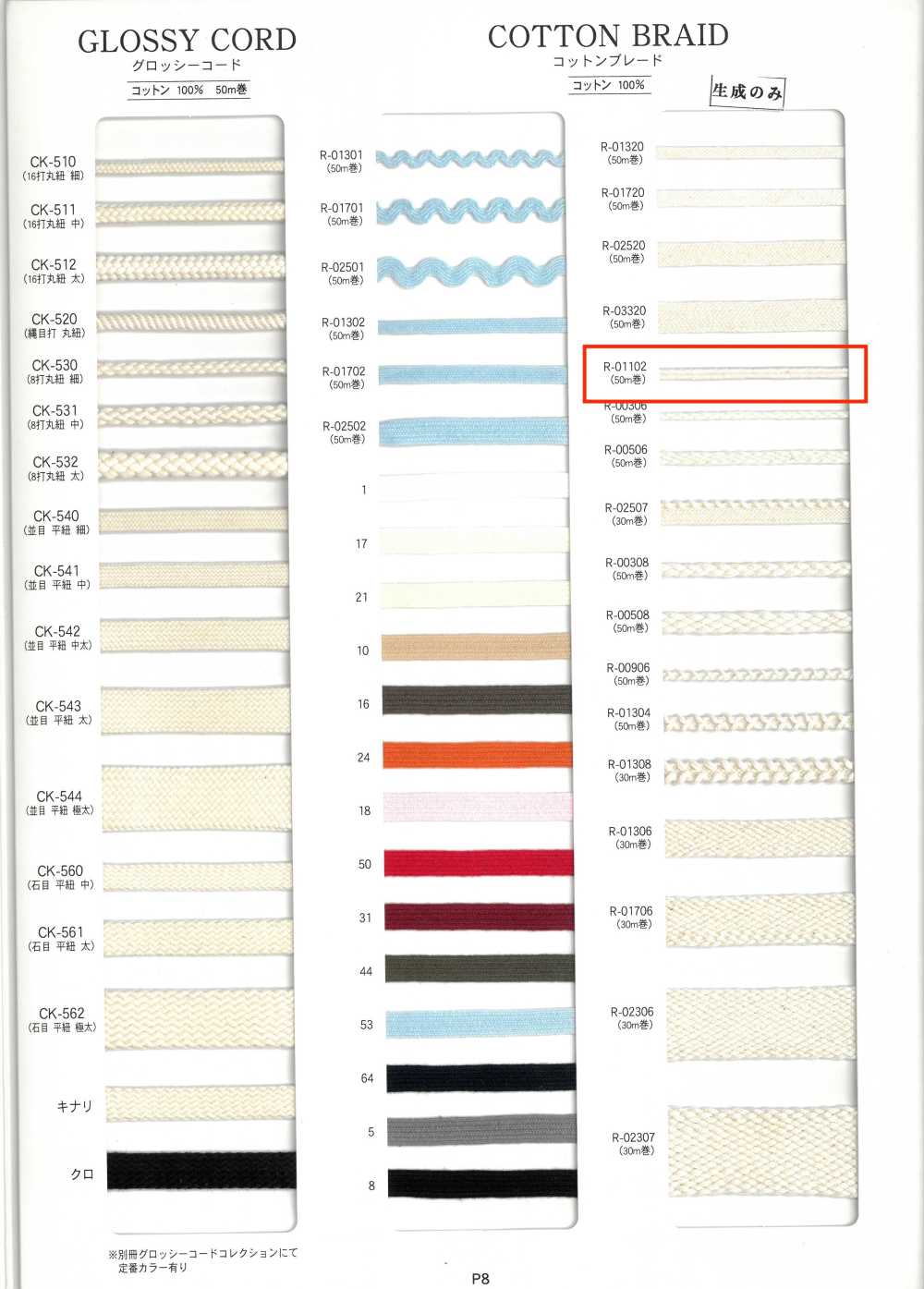 R-01102 Baumwollgeflecht[Bandbandschnur] RIVER
