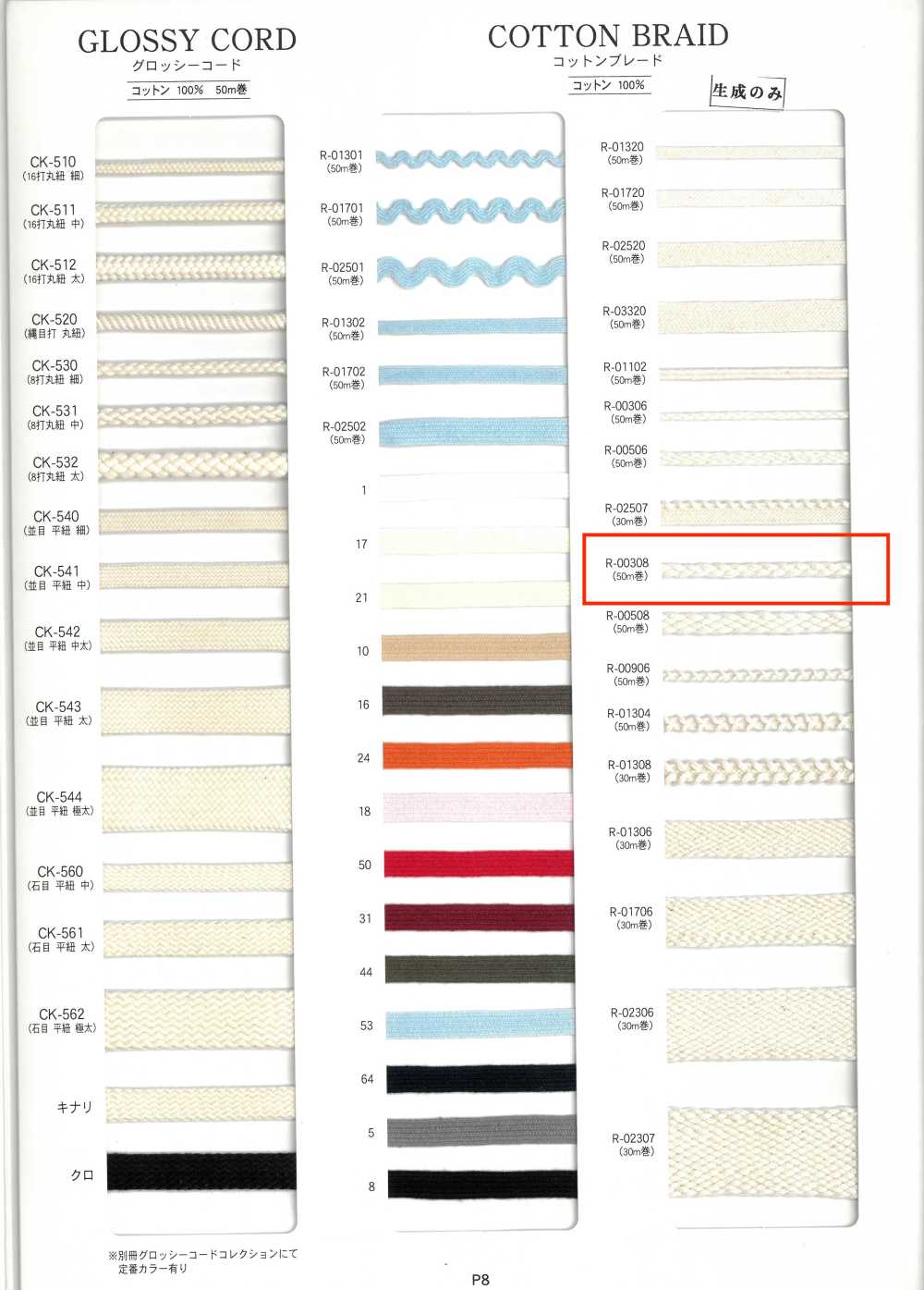 R-00308 Baumwollgeflecht[Bandbandschnur] RIVER