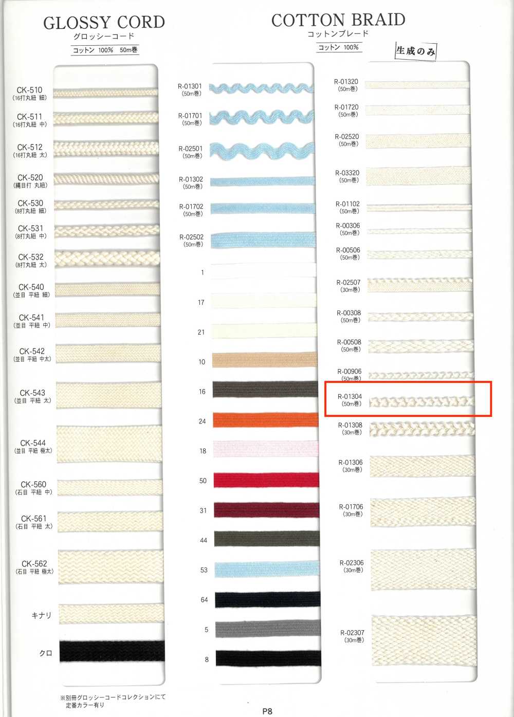 R-01304 Baumwollgeflecht[Bandbandschnur] RIVER
