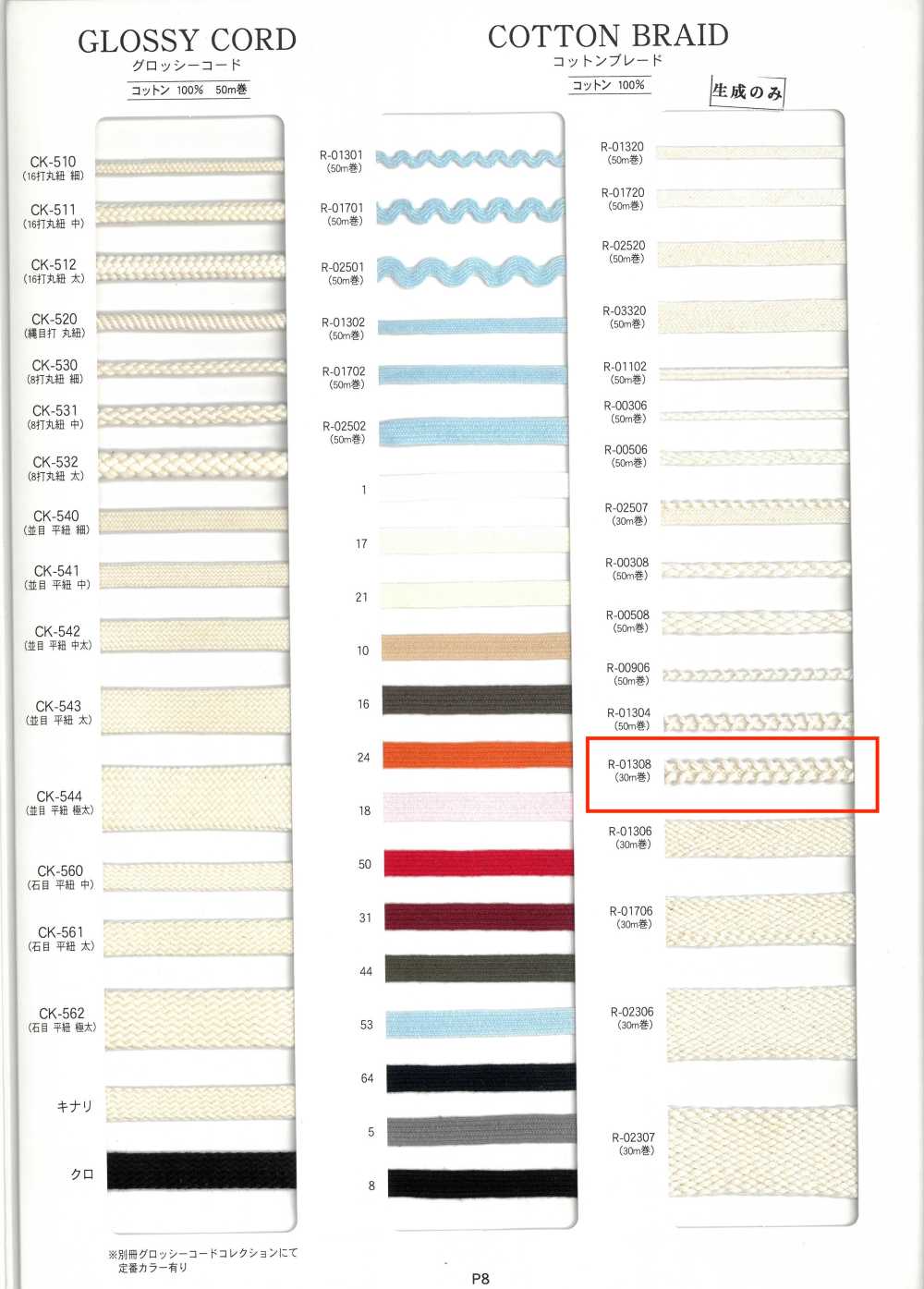 R-01308 Baumwollgeflecht[Bandbandschnur] RIVER