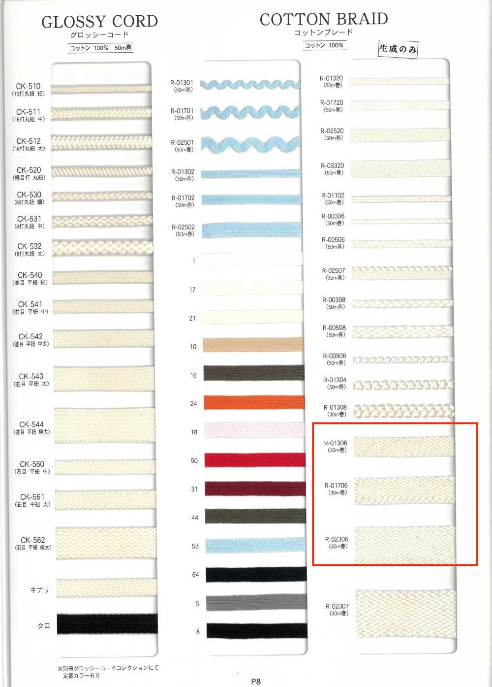 R-01306 Baumwollgeflecht[Bandbandschnur] RIVER