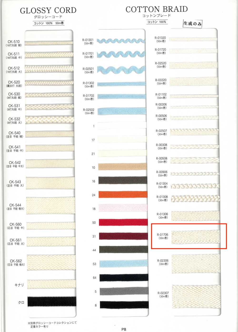 R-01706 Baumwollgeflecht[Bandbandschnur] RIVER