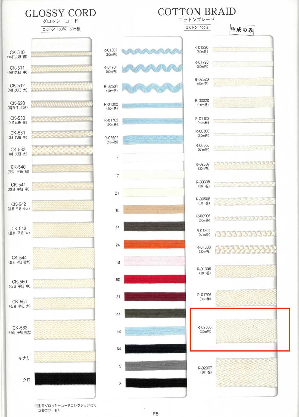 R-02306 Baumwollgeflecht[Bandbandschnur] RIVER