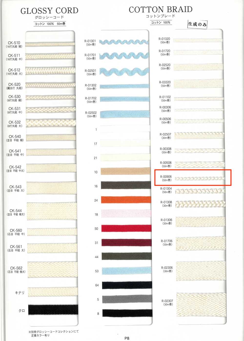 R-00906 Baumwollgeflecht[Bandbandschnur] RIVER