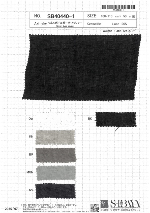 SB40440-1 Leinenvoile-Gaze-Waschung[Textilgewebe] SHIBAYA