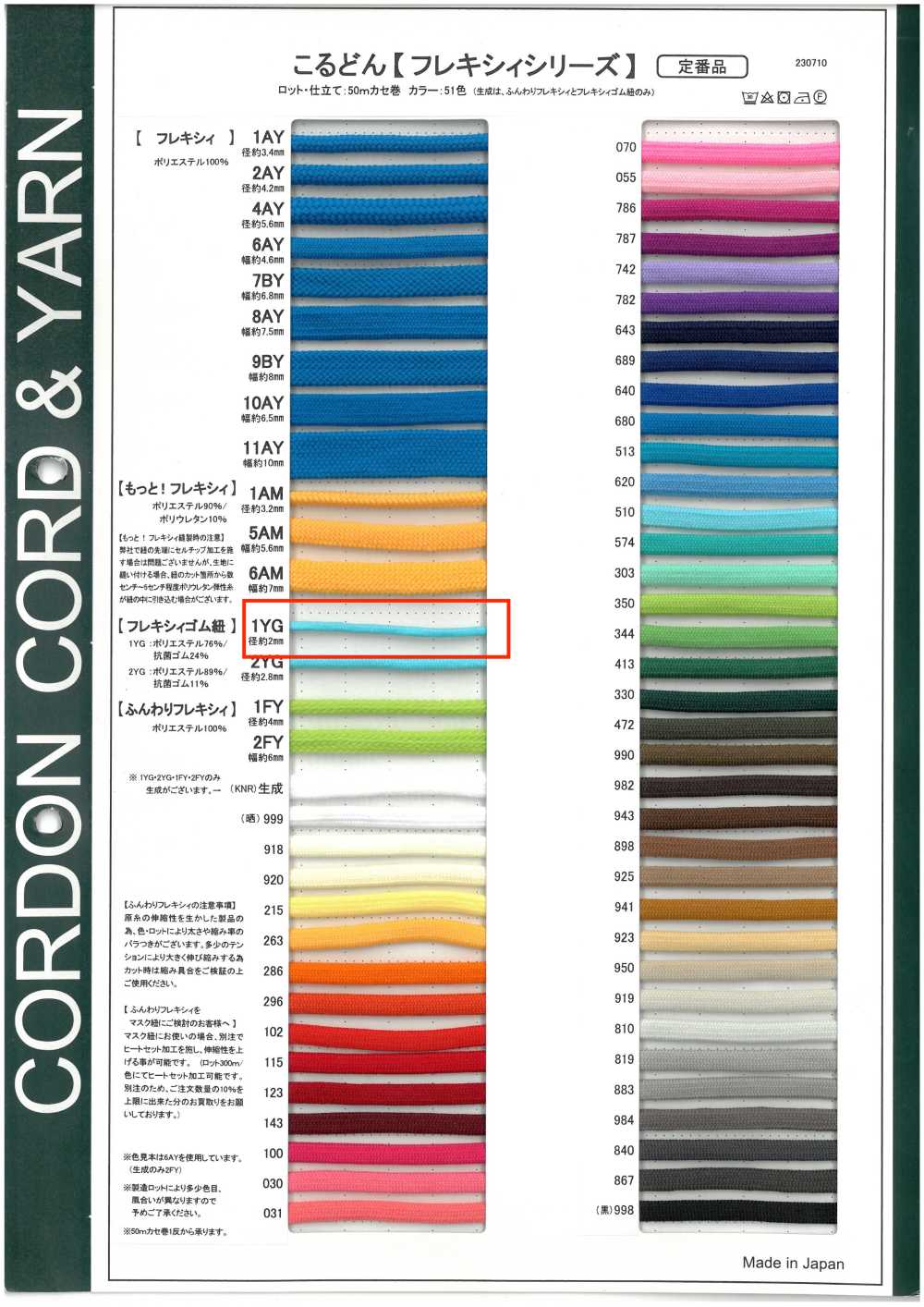 1YG Elastisches Band, Elastische Kordel, 2,0 Mm[Gummiband] Cordon