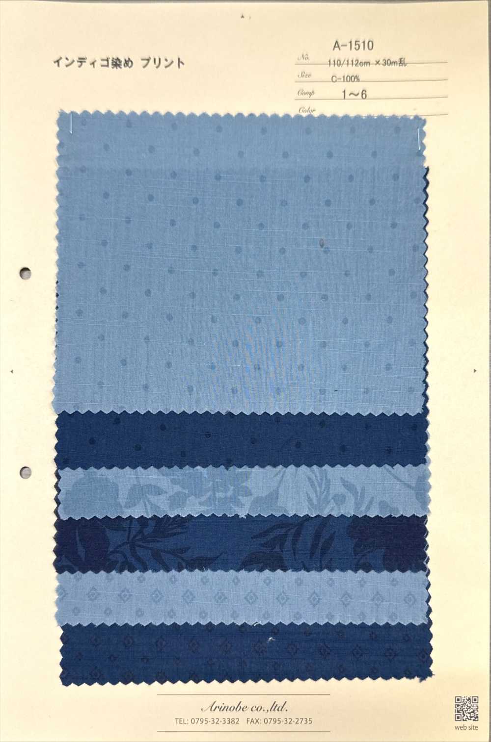 A-1510 Blumen- Und Punktmuster In Indigo[Textilgewebe] ARINOBE