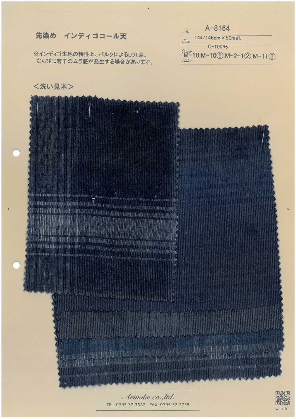 A-8164 Garngefärbter Indigo-Cord[Textilgewebe] ARINOBE