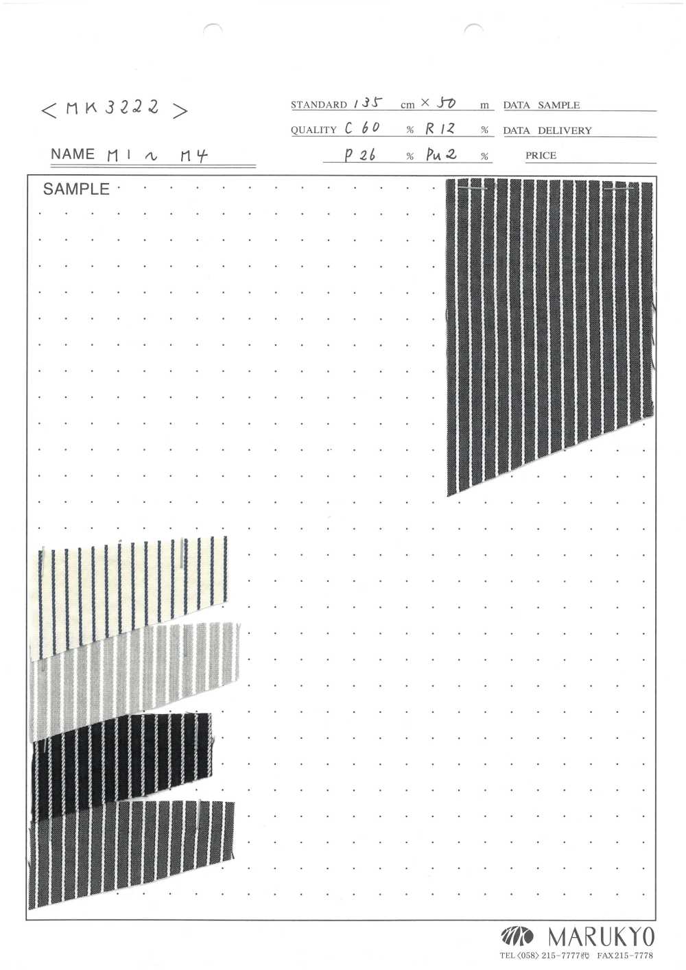 MK3222 Cordlane Stripe[Textilgewebe] Marukyo Textile