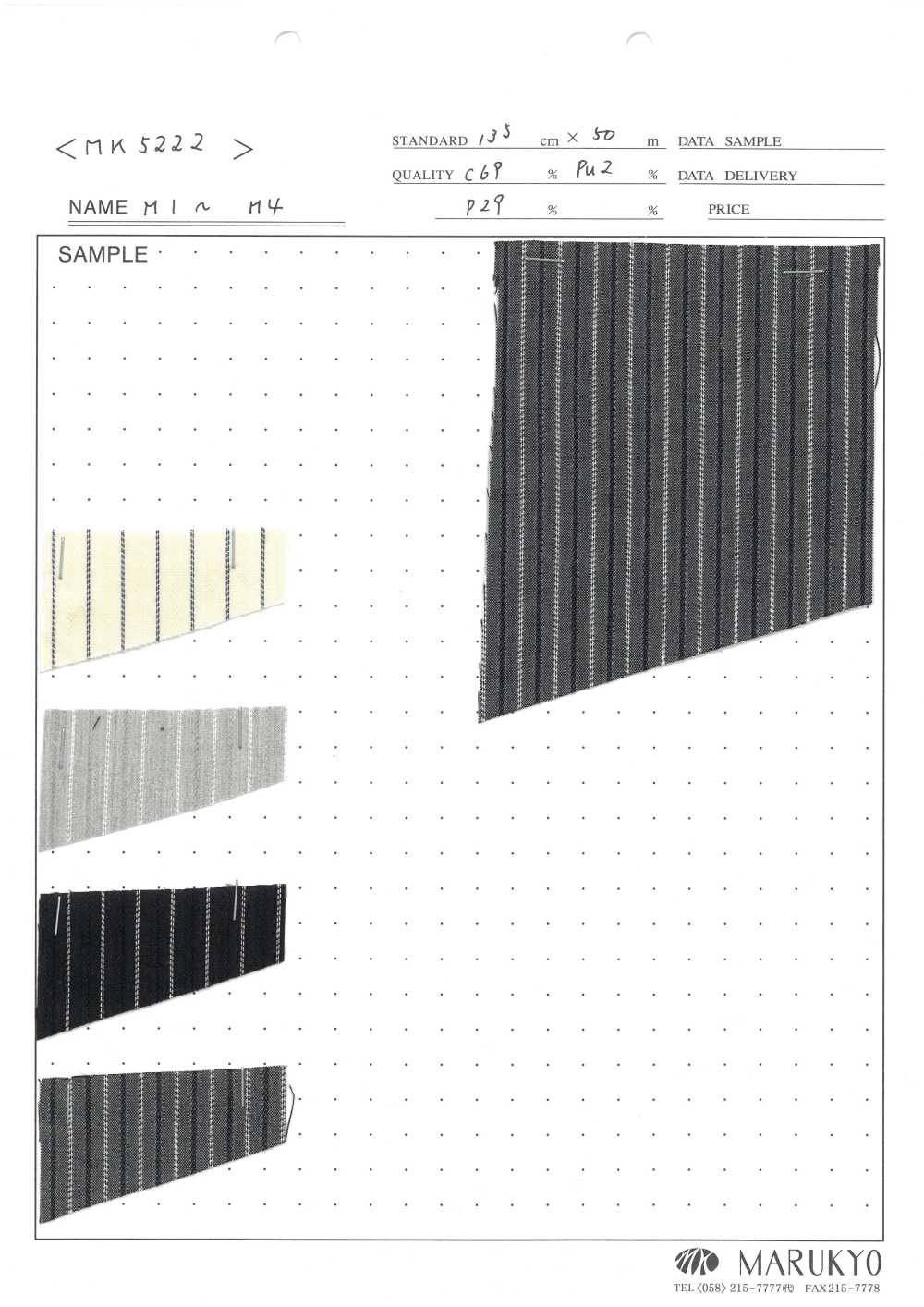 MK5222 Cordlane Stripe[Textilgewebe] Marukyo Textile