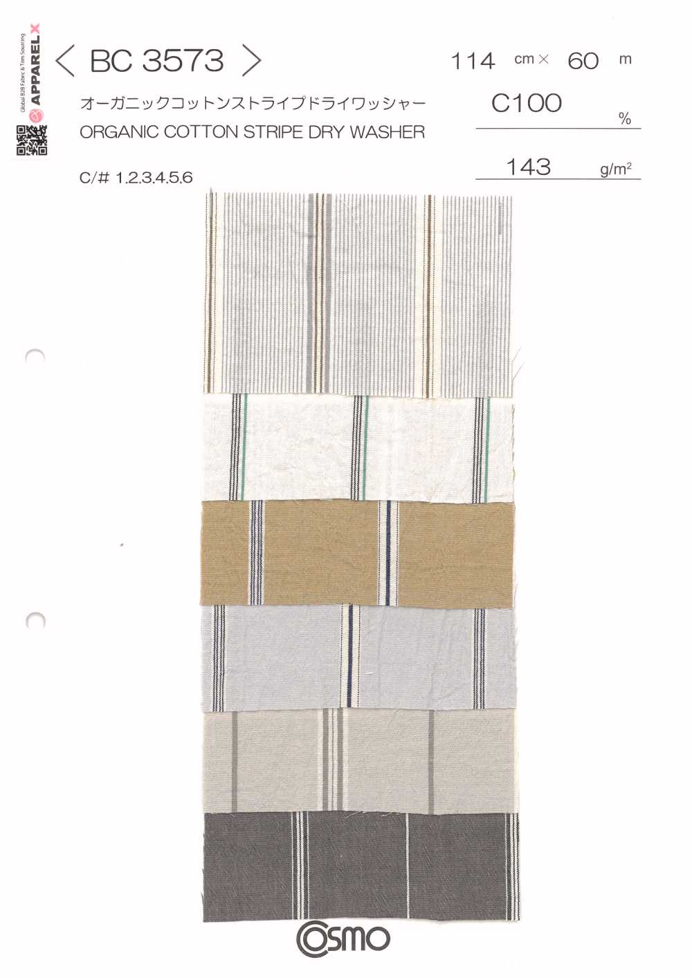 BC3573 Streifen Aus Bio-Baumwolle, Chemisch Waschbeständig.[Textilgewebe] COSMO TEXTILE