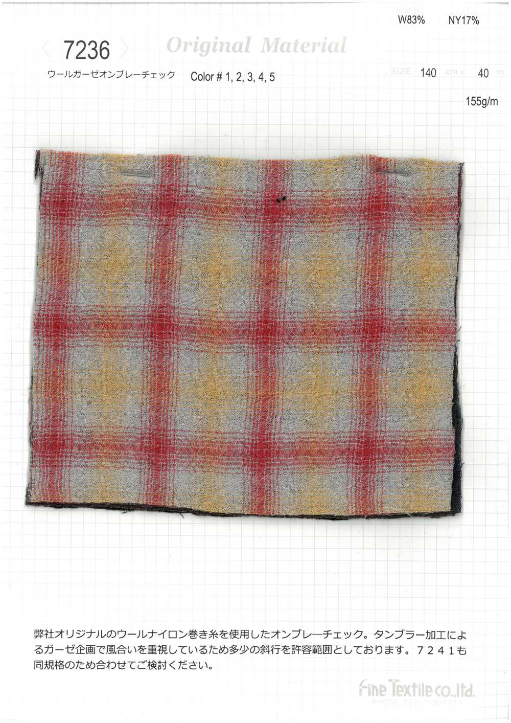 7236 Wollgaze Ombre-Karo[Textilgewebe] Feine Textilien