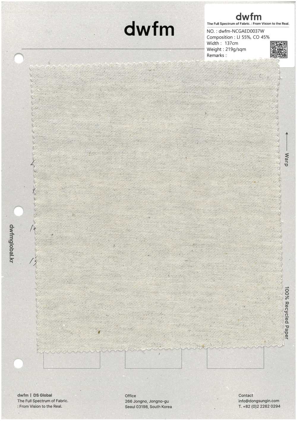 DWFM-NCGAED0037W Enzymgewaschener, Hochgewebter Köper[Textilgewebe]
