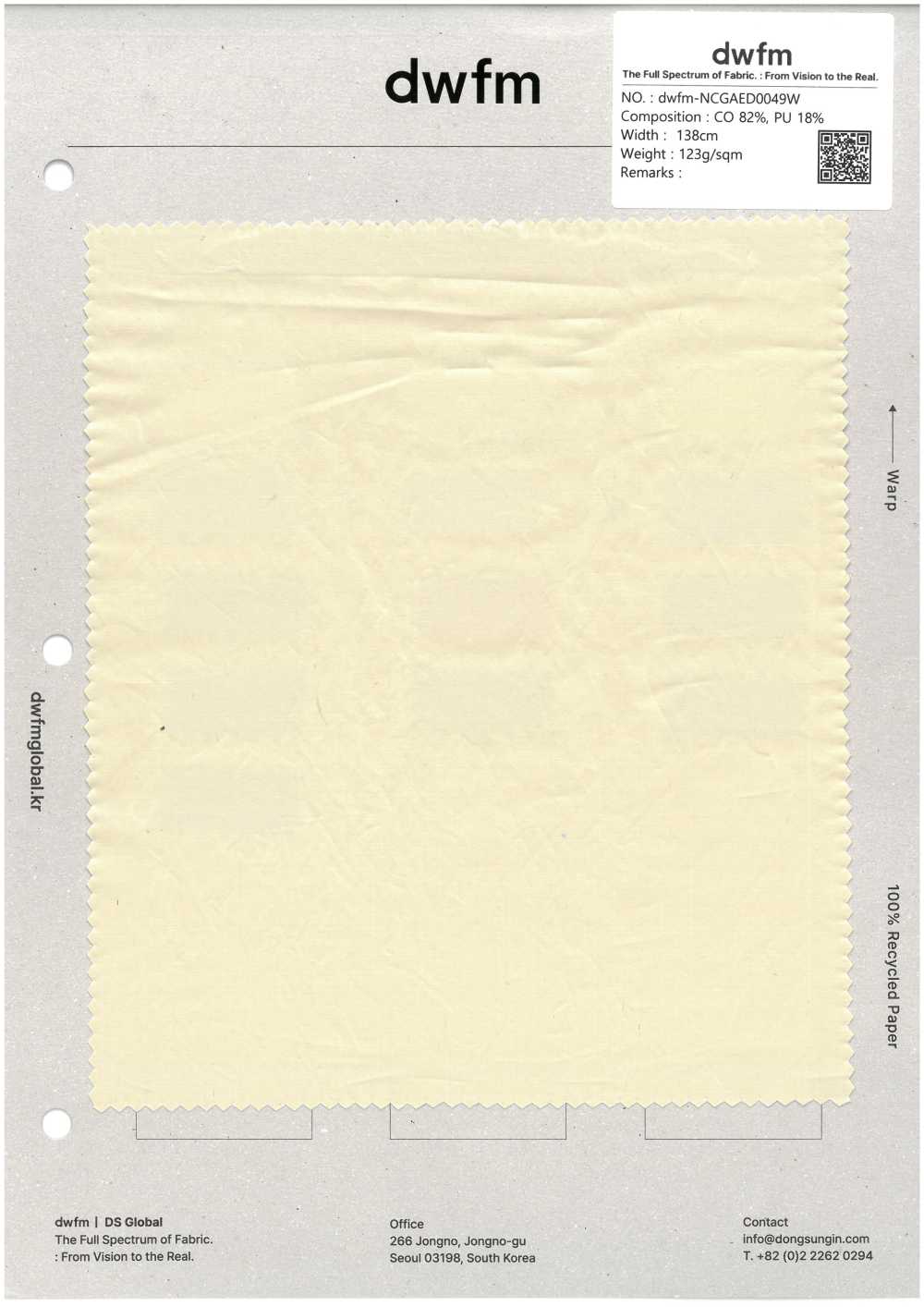 DWFM-NCGAED0049W PU-beschichteter Baumwollbreitstoff[Textilgewebe]