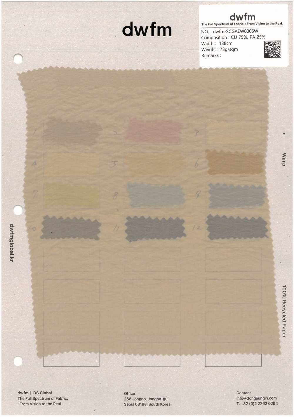 DWFM-SCGAEW0005W Cupro-Nylon Mit Airy-Wash-Finish[Textilgewebe]