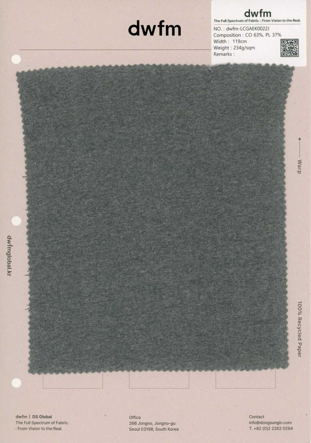 DWFM-LCGAEK0022J Baumwoll-Polyester-melierter Jersey[Textilgewebe]
