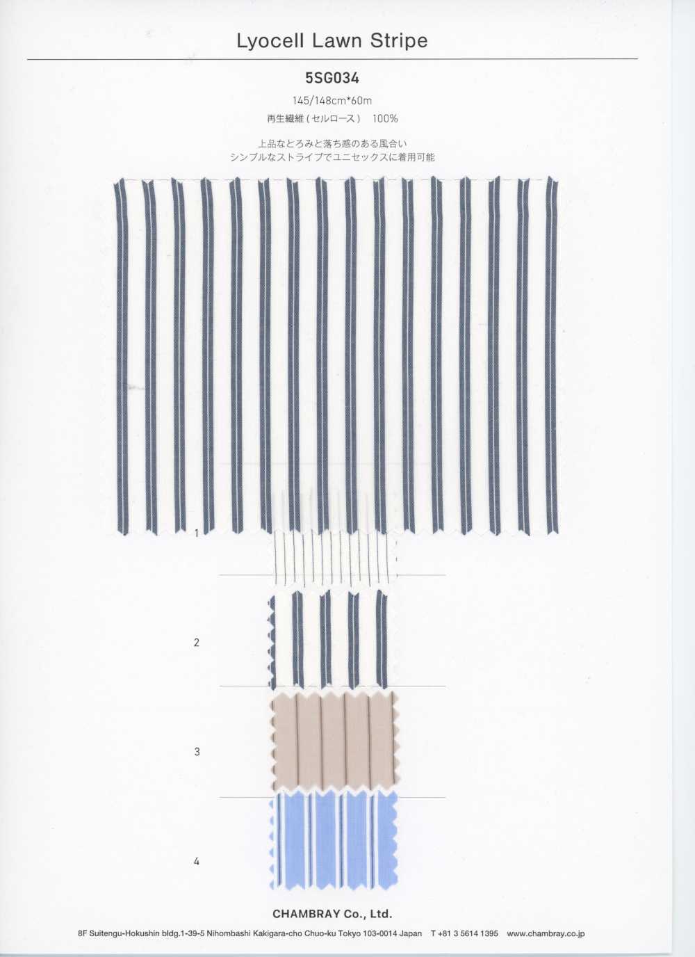 5SG034 Lyocell-Voile Mit Streifen[Textilgewebe] Chambray