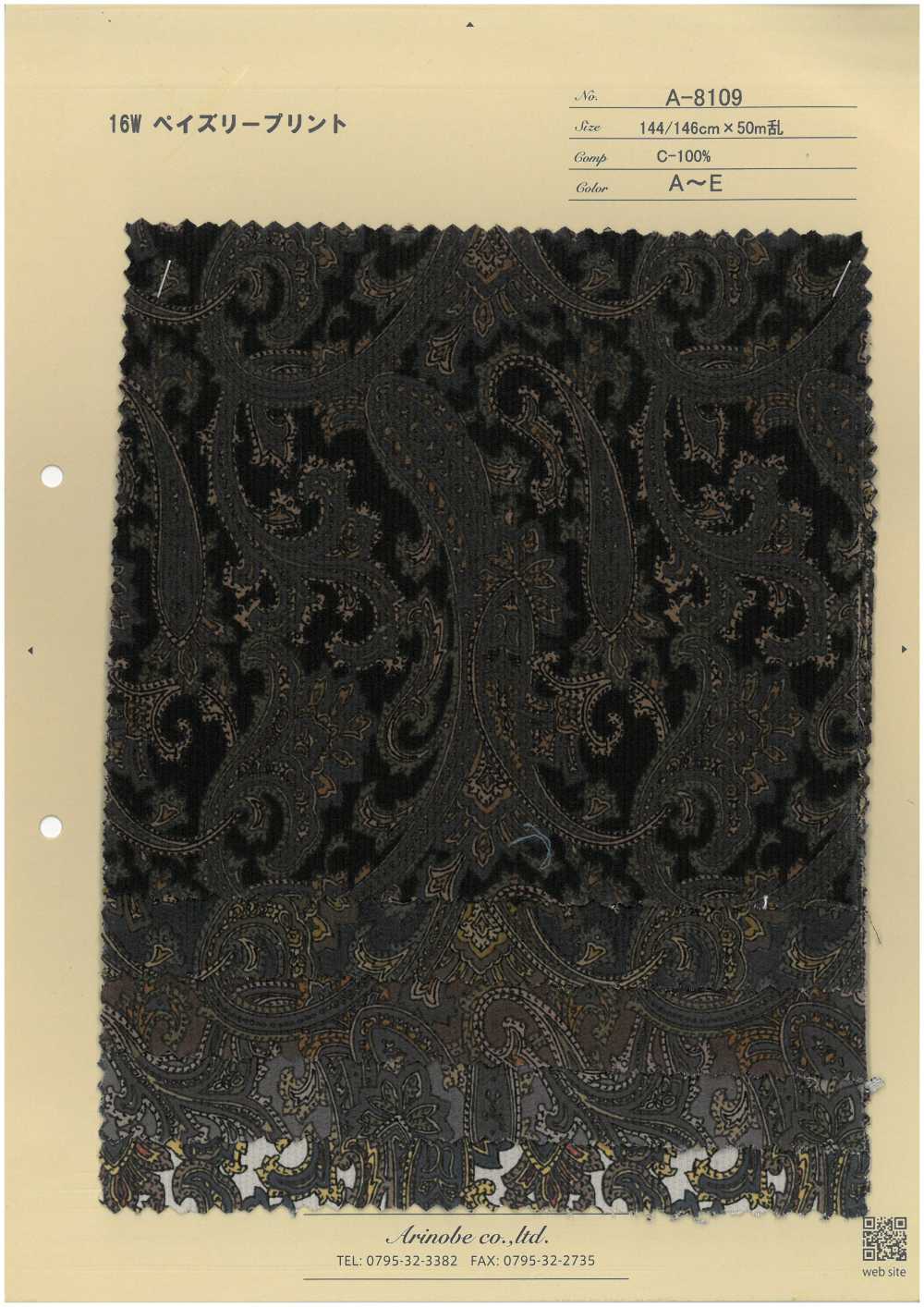 A-8109-OUTLET 16W Cord-Corduroy Mit Paisley-Druck[Textilgewebe] ARINOBE