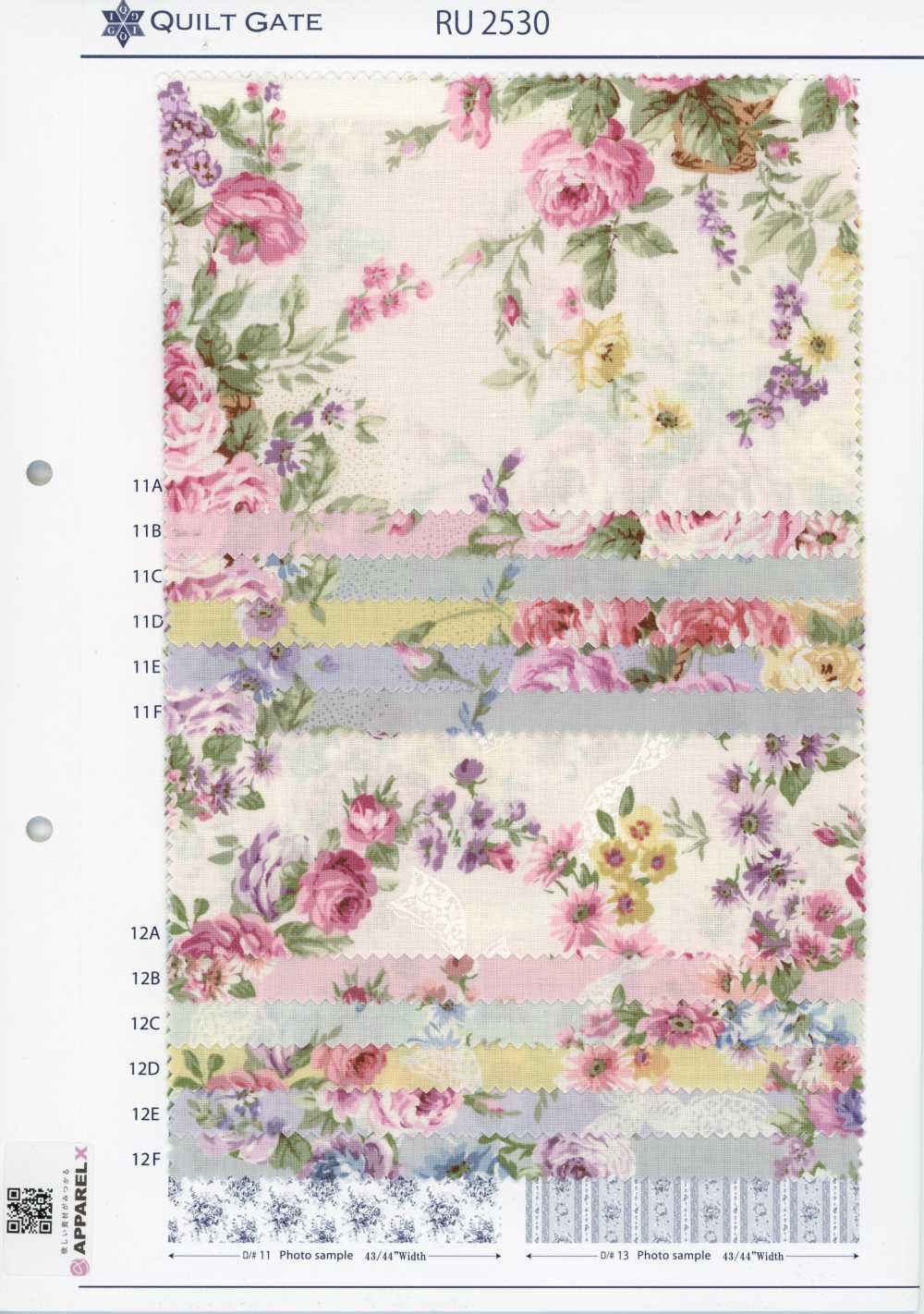 RU2530 RURU BOUQUET Rosenkranz-Print bettwäsche (Rolle)[Textilien / Stoffe] COSMO TEXTILE
