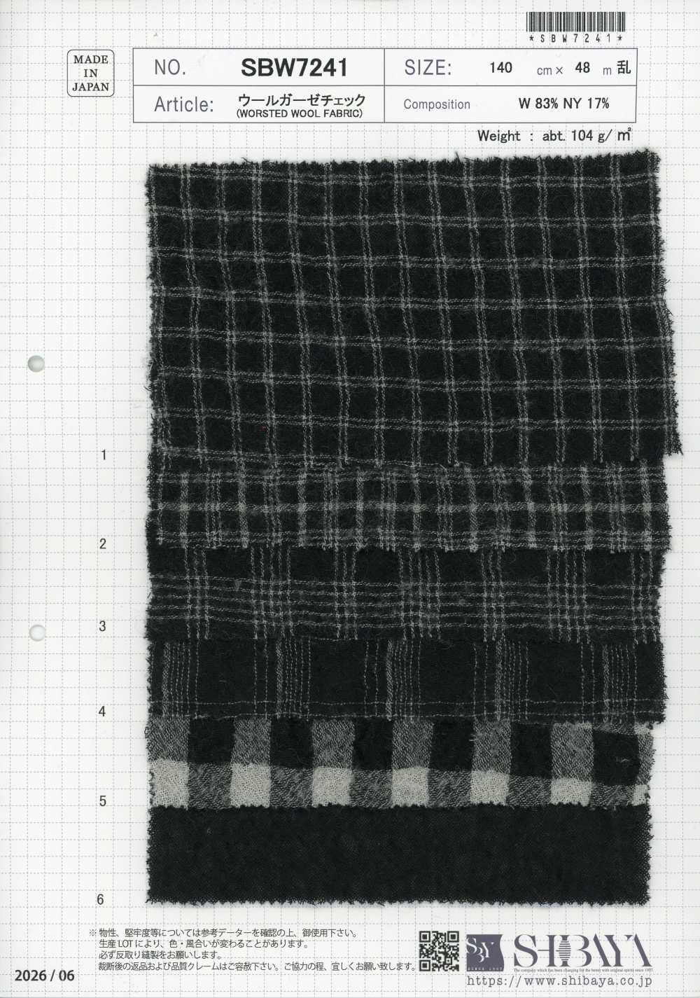 SBW7241 Woll-Gaze-Karo[Textilien / Stoffe] SHIBAYA