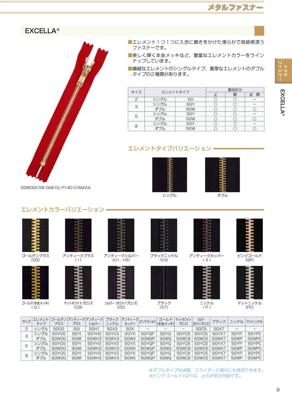 8SGWC5 CH EXCELLA® Reißverschluss Größe 8 Silber (Weißbronze) Doppelkette[Reißverschlüsse] YKK