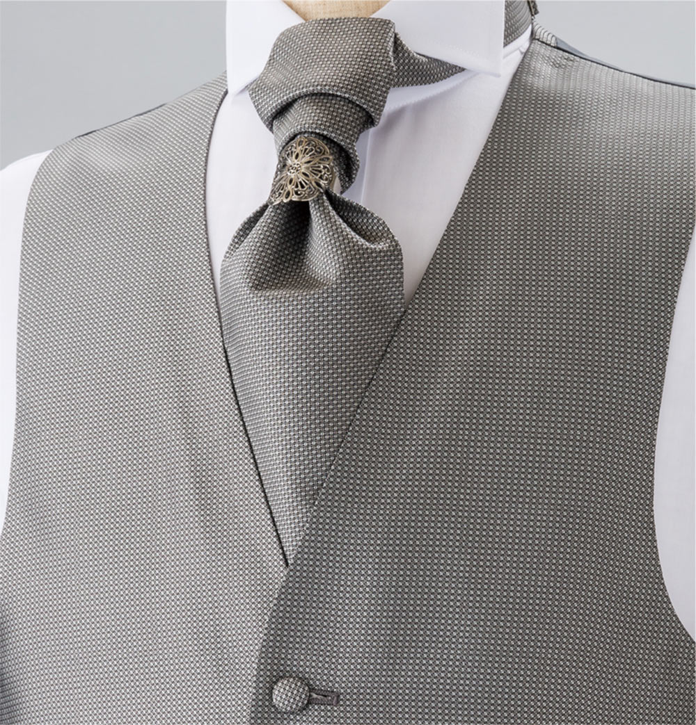 YT-300 Ascot-Krawatte Aus Inlandsseide (Europa-Krawatte) Kleines Muster Grau[Formelle Accessoires] Yamamoto(EXCY)