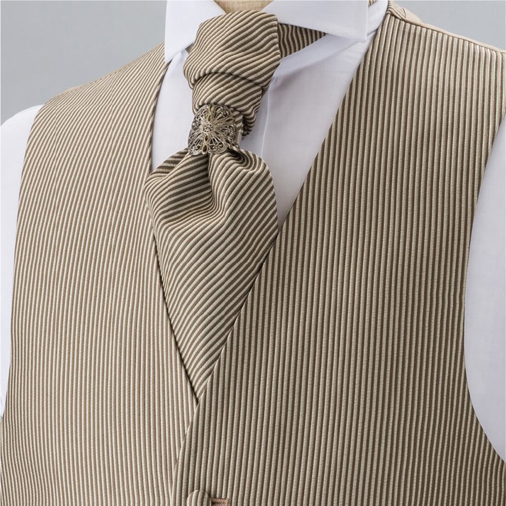YT-3004 Made In Japan Jacquard Ascot Tie(Eurotie) Striped Gold[Formelle Accessoires] Yamamoto(EXCY)