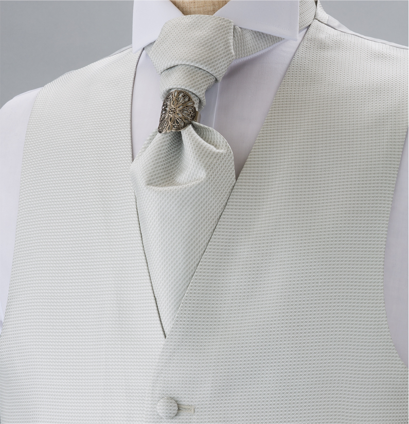 YT-301 Ascot-Krawatte Aus Inlandsseide (Europa-Krawatte Thai) Kleines Muster Silber[Formelle Accessoires] Yamamoto(EXCY)