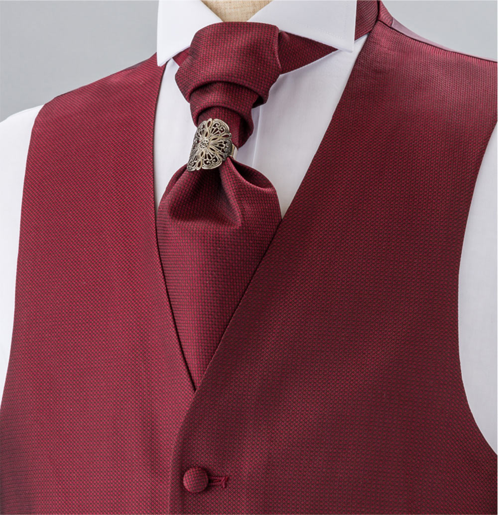 YT-302 Ascot-Krawatte Aus Heimischer Seide (Europa-Krawatte), Kleines Muster, Weinrot[Formelle Accessoires] Yamamoto(EXCY)