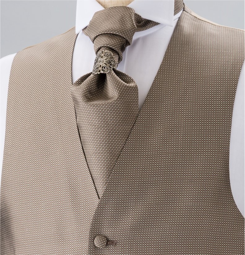 YT-303 Ascot-Krawatte Aus Inlandsseide (Europa-Krawatte) Kleines Muster Braun[Formelle Accessoires] Yamamoto(EXCY)
