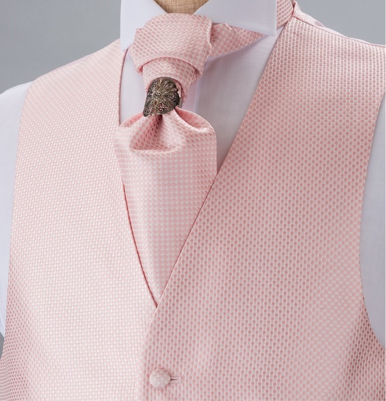 YT-984 Ascot-Krawatte Aus Inlandsseide (Europa-Krawatte) Moosstichmuster Rosa[Formelle Accessoires] Yamamoto(EXCY)