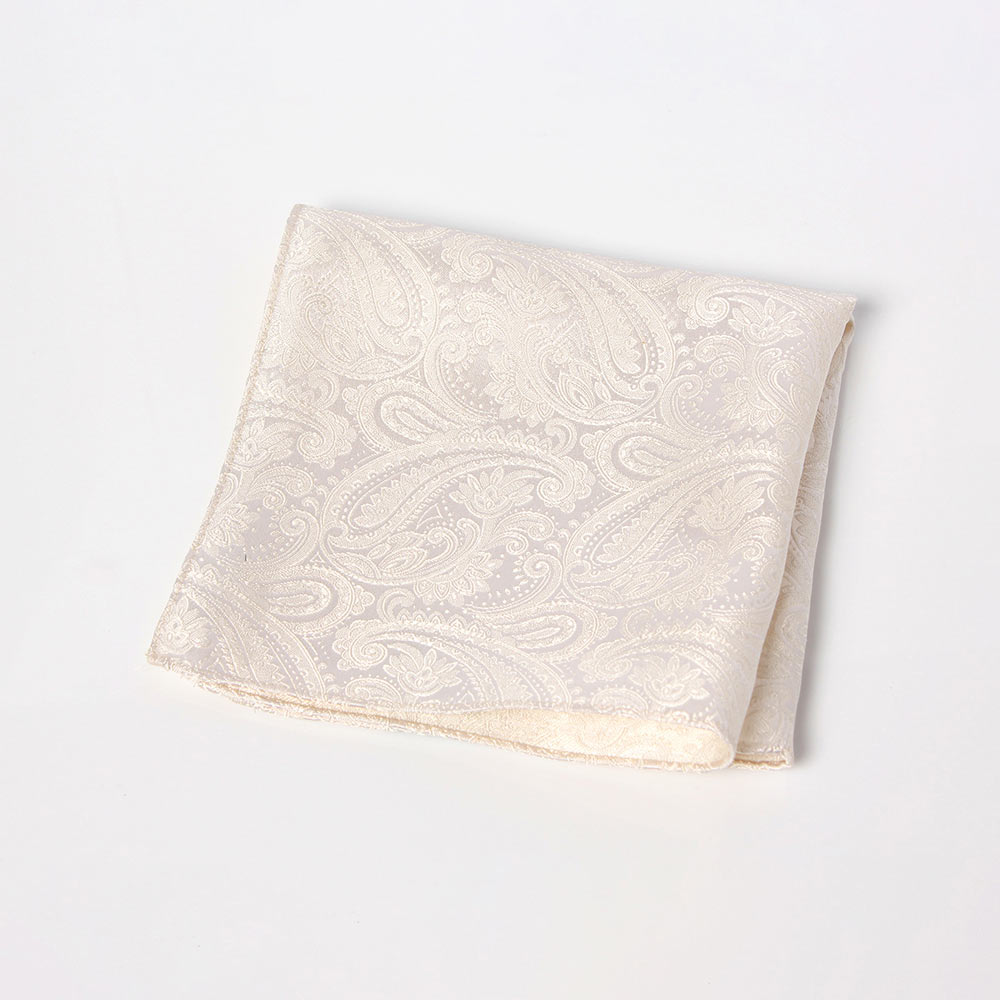 VCF-40 VANNERS Textile Used Einstecktuch Paisley-Muster Champagnerweiß[Formelle Accessoires] Yamamoto(EXCY)