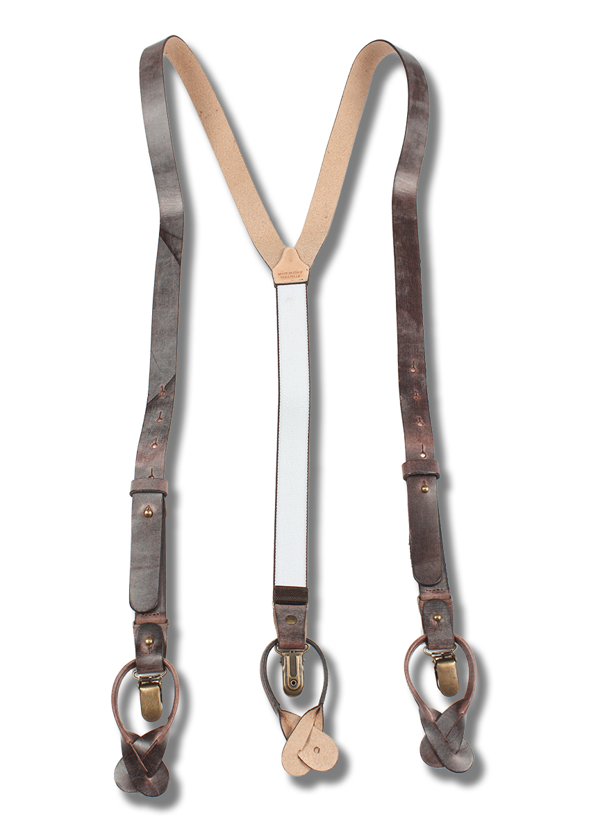 VAR-008-BR BRETELLE & BRACES Suspenders Leather Antique Brown[Formelle Accessoires] Bretelle & Zahnspange