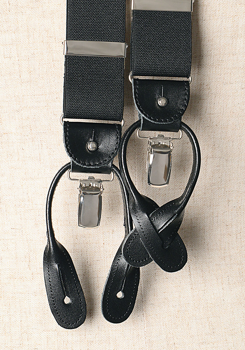 AT-BLACK-XL Albert Thurston Hosenträger Ohne Muster, Schwarz, 2-Wege-Typ, XL-Größe[Formelle Accessoires] ALBERT THURSTON