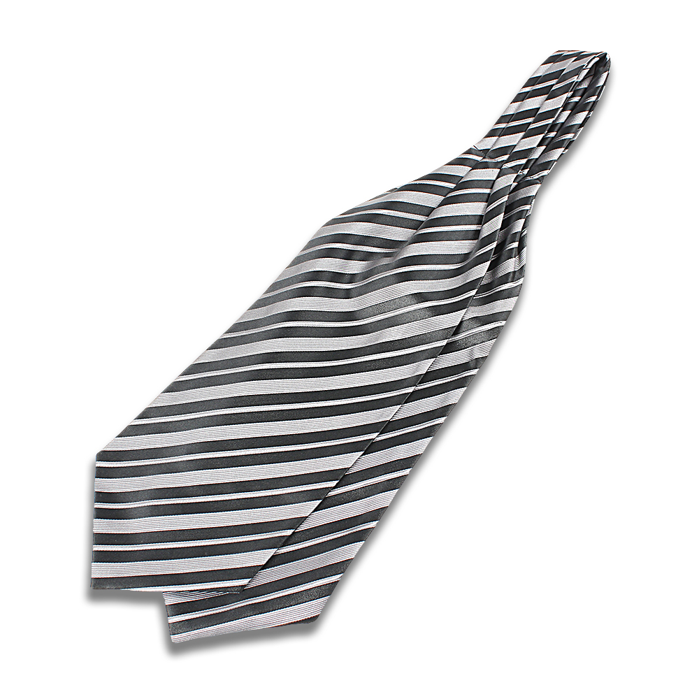 VAS-50 VANNERS Seiden-Ascot-Krawatte Streifen Schwarz[Formelle Accessoires] Yamamoto(EXCY)