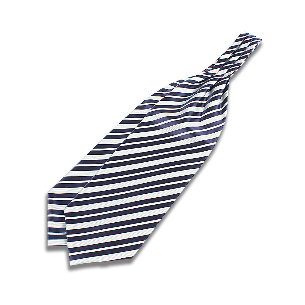 VAS-51 VANNERS Seiden-Ascot-Krawatte Streifen Marineblau[Formelle Accessoires] Yamamoto(EXCY)